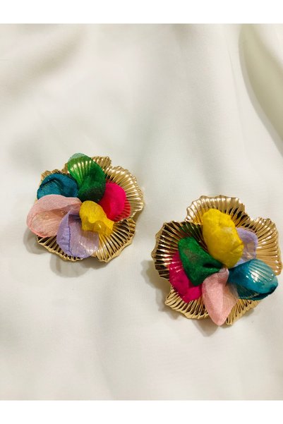 Home Colorful Ruffled Design Earrings