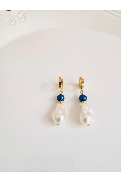 DEVİ fashion أقراط من اللؤلؤ الباروكي الفولاذي مقاس 5 سم