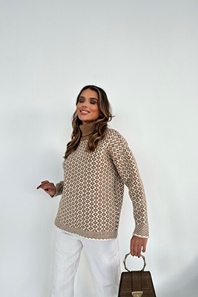 Auroveen Pulover supradimensionat cu guler rotund și model geometric AV2024346