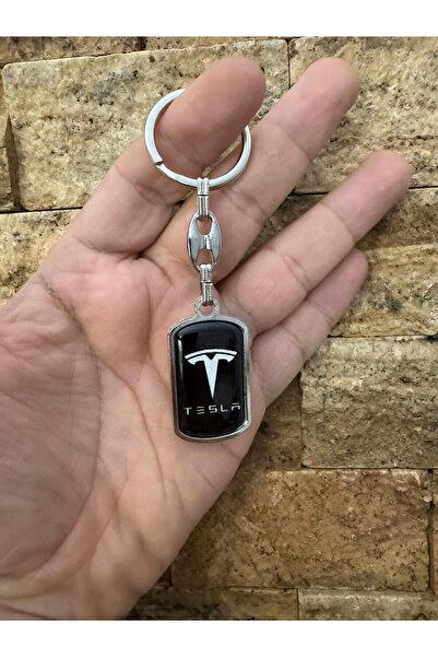 Herşey Nota Tesla Model Metal Keychain – Black Color Unisex Car Keychain, Stylish Design