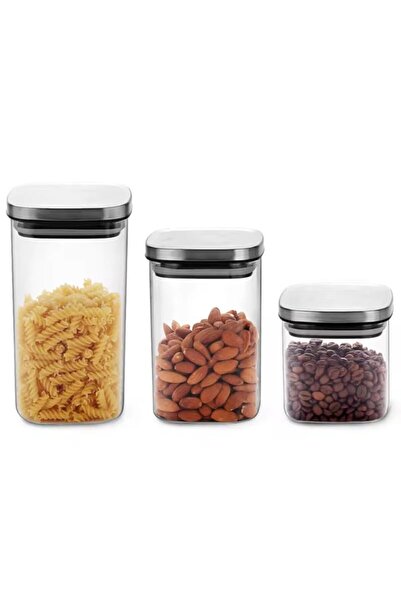 Hype Store Orret Home Kare Borosilikat Cam Sızdırmaz Vakumlu Erzak ve Bakliya...