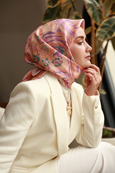 Silk Home Pink Ethnic Pattern Tivil Pure Silk Scarf-Kvs0846