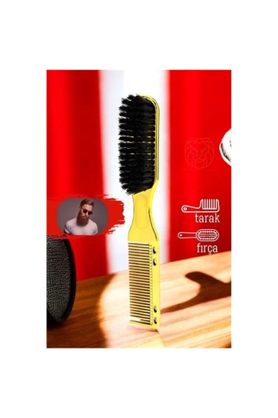 shopwave فرشاة تمشيط اللحية والشارب الذهبية، فرشاة تمشيط اللحية والشارب مزدوجة الجوانب، مشط وفرشاة للحية – شيك