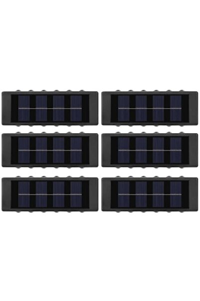 OEM Set of 6 decorative outdoor solar wall/garden lamps, 12 LEDs, warm light, black