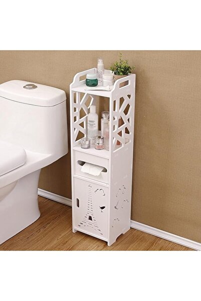 Miskat Trading Small Bathroom Storage Corner Floor Cabinet With Doors And Shelves