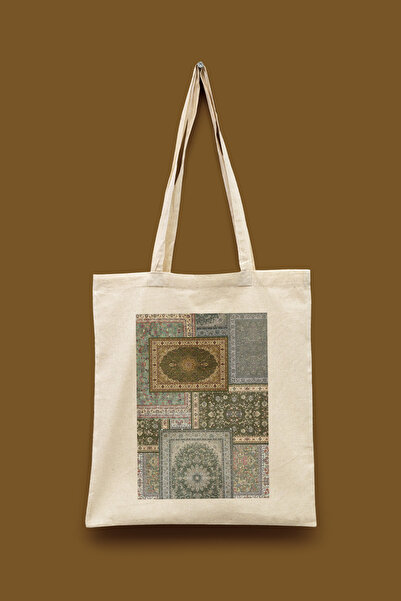Bi Dünya Haber Etnic Collage Seria 5 Green Ethnic Pattern Series Tote Bag cu ...
