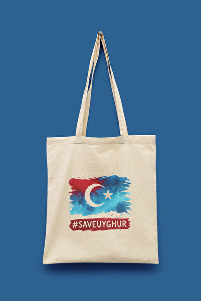 Bi Dünya Haber Save Uyghur East Turkestan Series Tote Bag Printed Cloth Bag