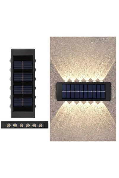 OEM Set of 6 decorative outdoor solar wall/garden lamps, 12 LEDs, warm light, black
