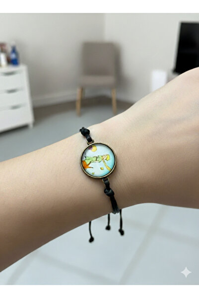 Herşey Nota Küçük Prens Figürlü Siyah İp Bileklik – Unisex Ayarlanabilir Mini...