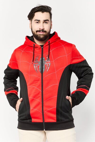 DIFUZED x Marvel Men Hooded Graphic Print Long Sleeves Sweatshirt, Red