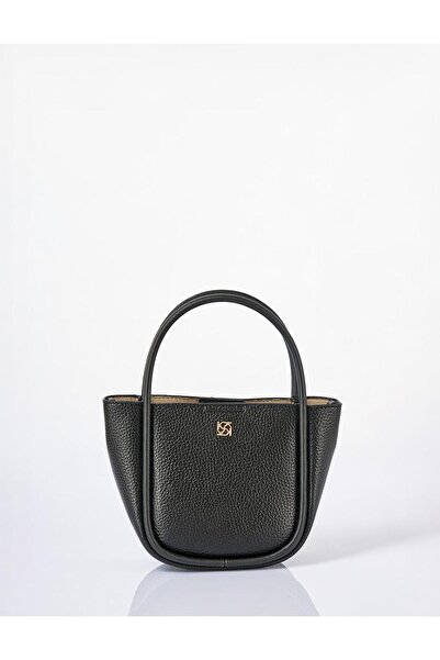 Kayra Faux Leather Small Tote Bag Black