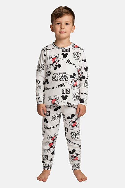 Disney Toddlers Boy 2Pcs Mickey Mouse Print Pajama Top And Bottom Set, Multicolor