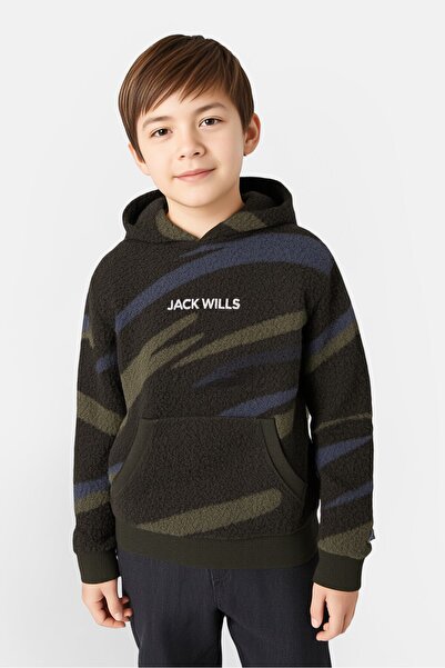 JACK WİLLS Kids Boy Camouflage Long Sleeve Hoodie, Multicolor
