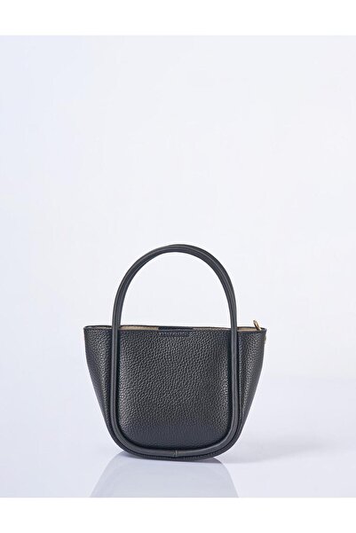 Kayra Faux Leather Small Tote Bag Black