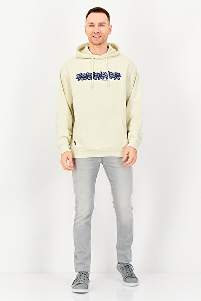 Misfit Men Graphic Print Long Sleeve Hoodies,Beige