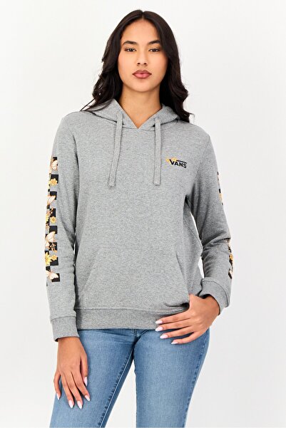Vans Women Brand Logo Long Sleeve Hoodie, Grey
