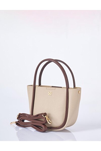 Kayra Faux Leather Small Tote Bag Mink