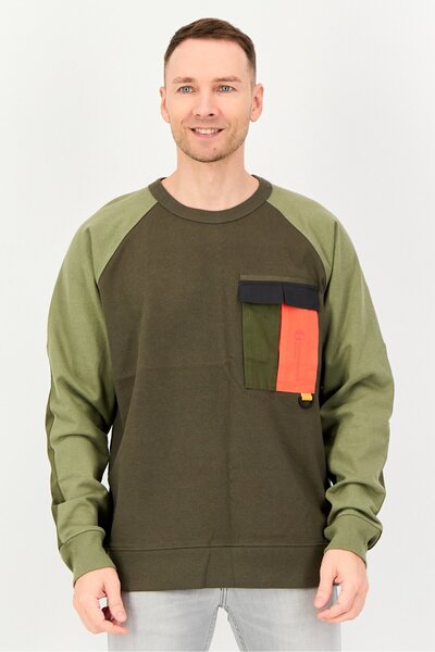 Timberland Men Crew Neck Brand Logo Long Sleeve Sweatshirt, Multicolor