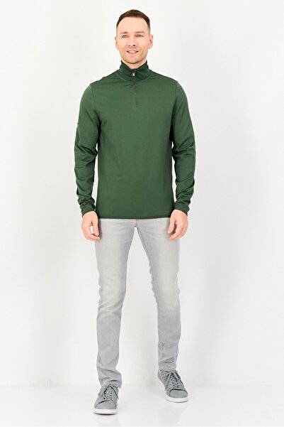 Lyle & Scott Men Mock Neck Long Sleeve Embroidered Logo Sweatshirt, Green