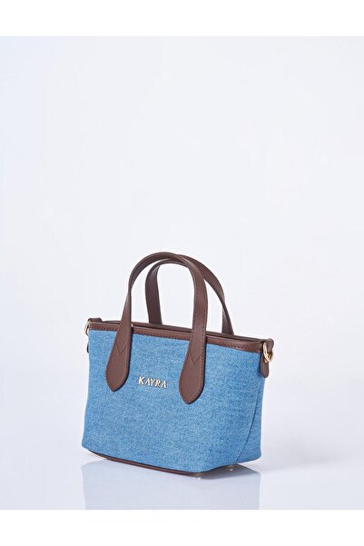 Kayra Logo Detailed Denim Bag Indigo