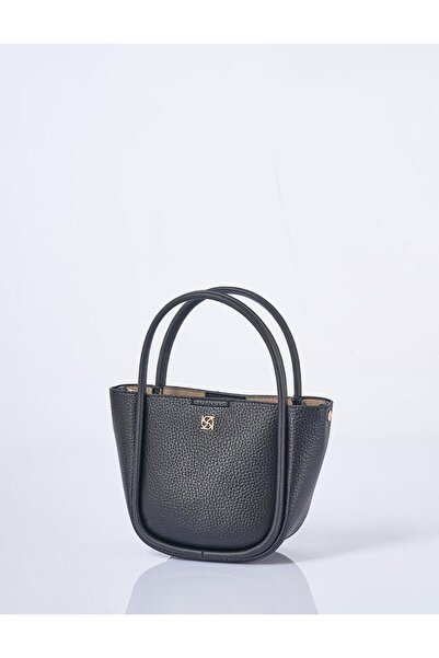 Kayra Faux Leather Small Tote Bag Black
