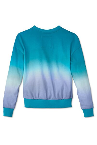 Tchibo Kids Girl Crew Neck Tie Dye Sweatshirts, Turquoise Combo