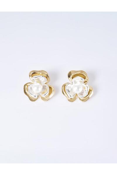Kayra Pearl Detailed Earrings Gold