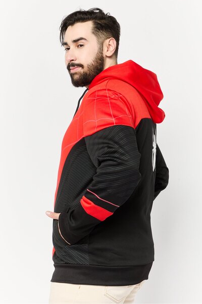 DIFUZED x Marvel Men Hooded Graphic Print Long Sleeves Sweatshirt, Red