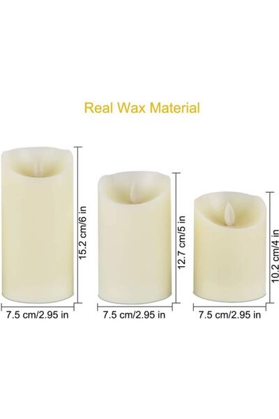 DOMEET 3-Piece LED Candle Light Set With Remote Control Timer Multicolour