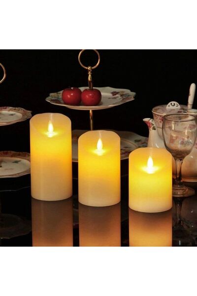DOMEET 3-Piece LED Candle Light Set With Remote Control Timer Multicolour