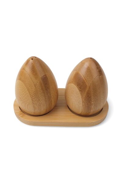 Hype Store Natural Egg-Shaped Bamboo Salt and Pepper Shaker |   , Healthy and...