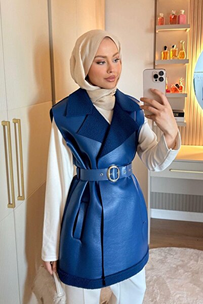 Hazamoda سترة جلدية من نوع نوبوك من بي إس إف أزرق بلون الكوبالت