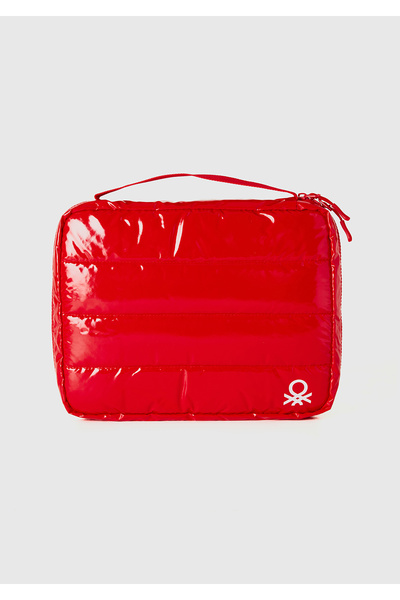 United Colors of Benetton Unisex Red Padded Shiny Organizer Bag