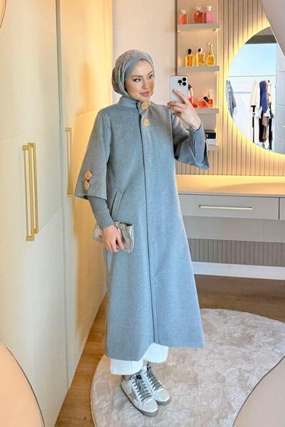 Hazamoda Шах златно палто със копчета, сиво