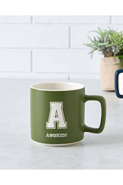 REDTAG كوب أبجدي أخضر غير لامع - حرف A (12.3 أونصة)