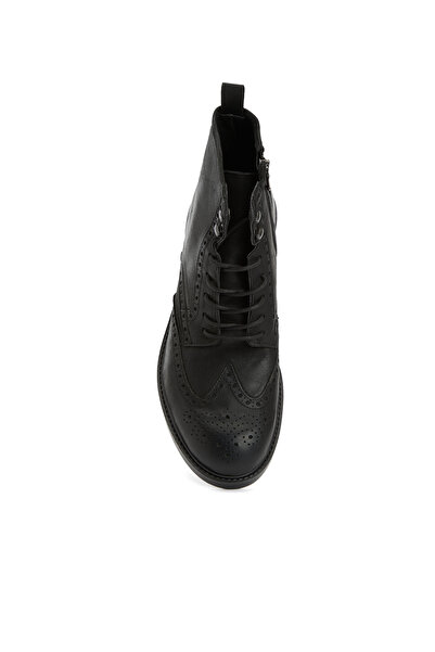 Dıvarese Siyah Zımbalı Erkek Deri Bot