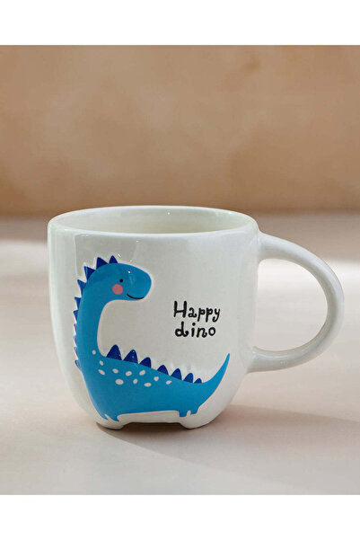 REDTAG White Dinosaur Printed Mug