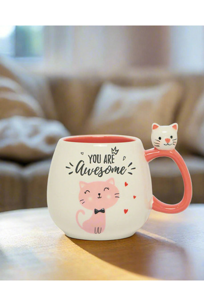 REDTAG White Embellished Cat Mug