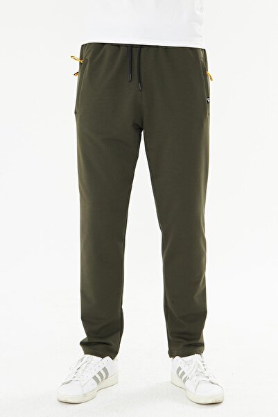 TRENDHİLL Men's Cotton Zippered Pocket Sweatpants Khaki 7814-H
