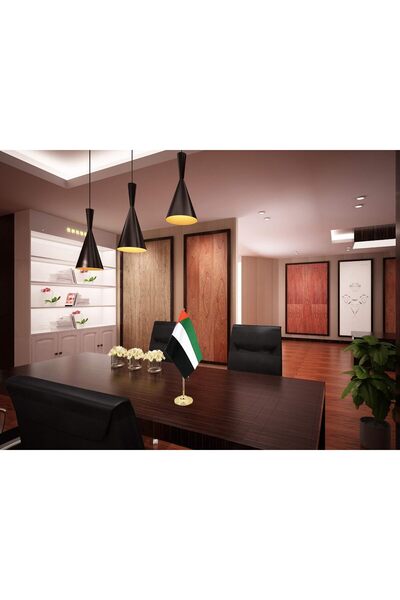 Yuwell YU WELL UAE Table Flag with Metal Stand - Golden Desk Flag (40cm)