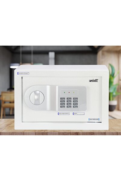 RUBIK Small Safe Box with Digital Pin Code Keypad and Key Lock 6KG (20x31x20cm) RB20AJ White