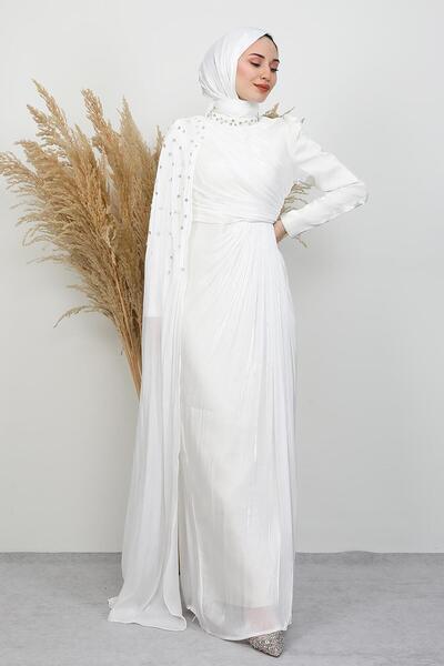 GİYZAMİLA İlkin Yoryo Evening Dress White