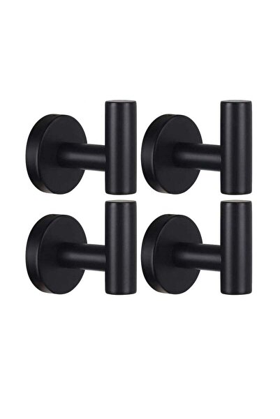 Yelajoy 4 PCS Towel Hooks Bathroom Coat Hook Robe Hook Stainless Steel Heavy Duty Door Hanger,Black