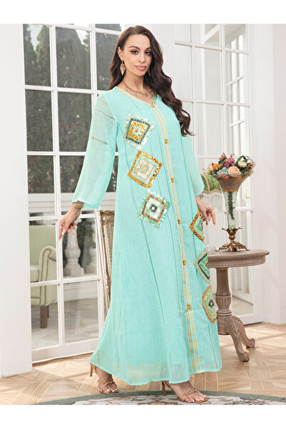 FridayIn Elegant style V-neck Color contrast Solid color Buttons Ribbon Rhine...