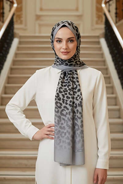 Noorella Scarf - Sahra Leopar Desen Şal - Bordo