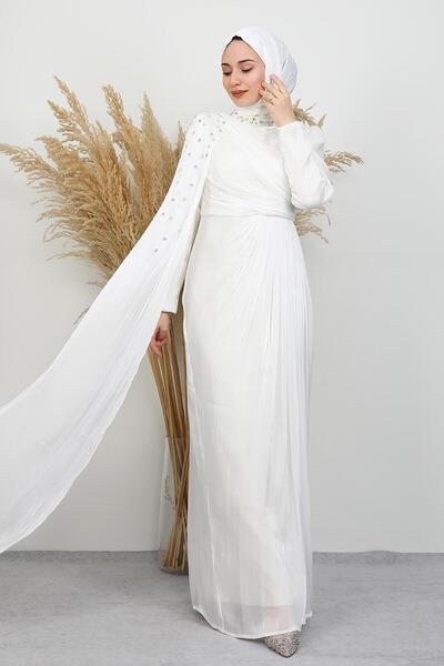 GİYZAMİLA İlkin Yoryo Evening Dress White