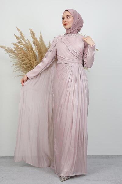 GİYZAMİLA İlkin Yoryo Evening Dress Soft Pink