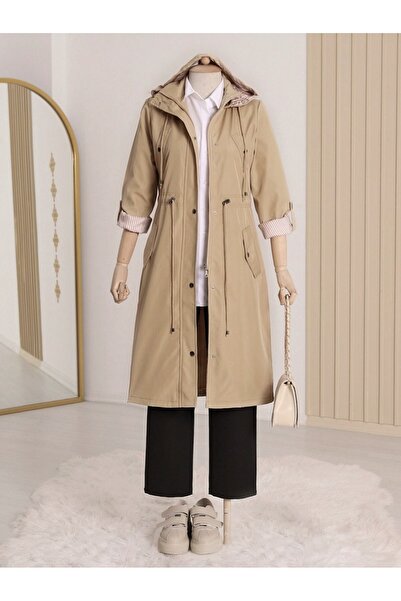 Genel Markalar Astarı Çizgili Trençkot