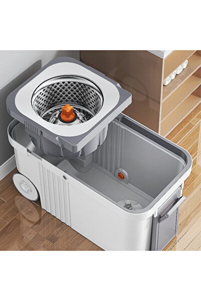 Next Trend 360° Spin Mop Set with Stainless Steel Centrifuge Bucket - 4 Replacement Pads,