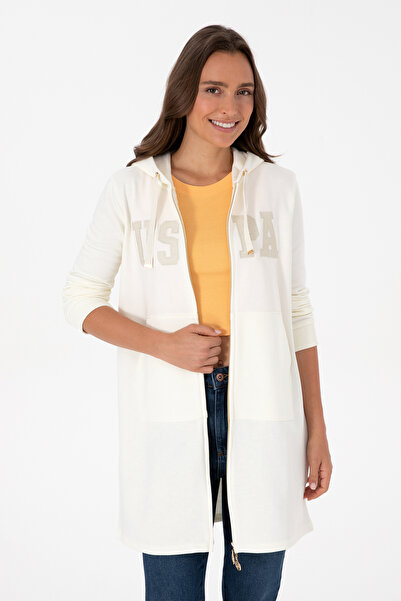 U.S. Polo Assn. Femei Cremă Lungă cu fermoar cu glugă basic Swea tricou 50307724-VR256